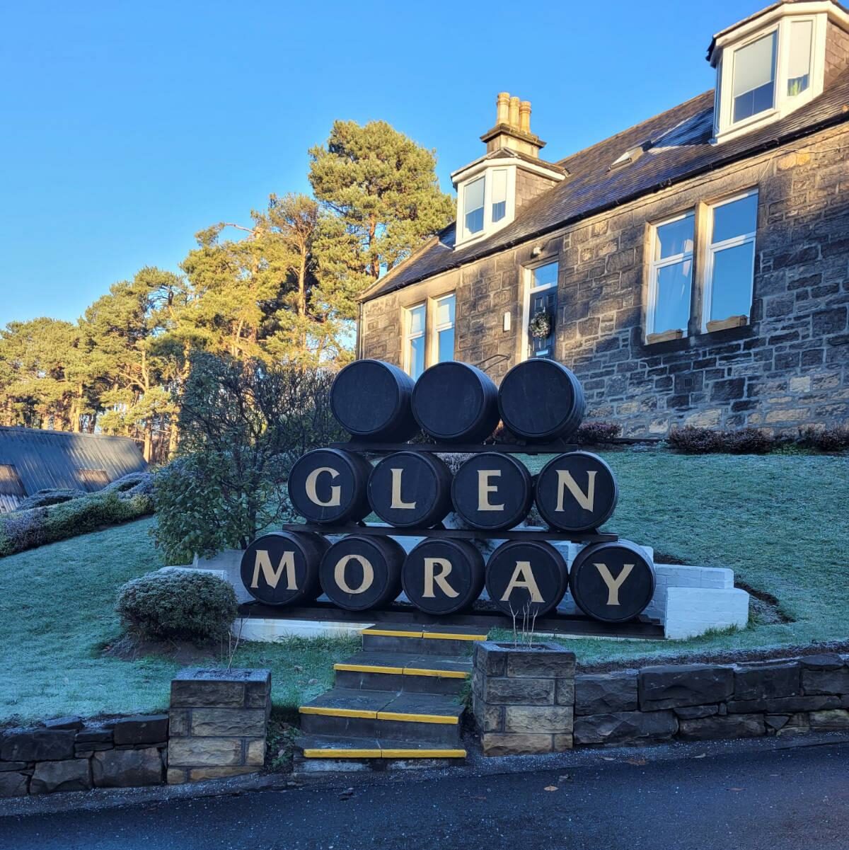 glen moray distillery casks at entrance