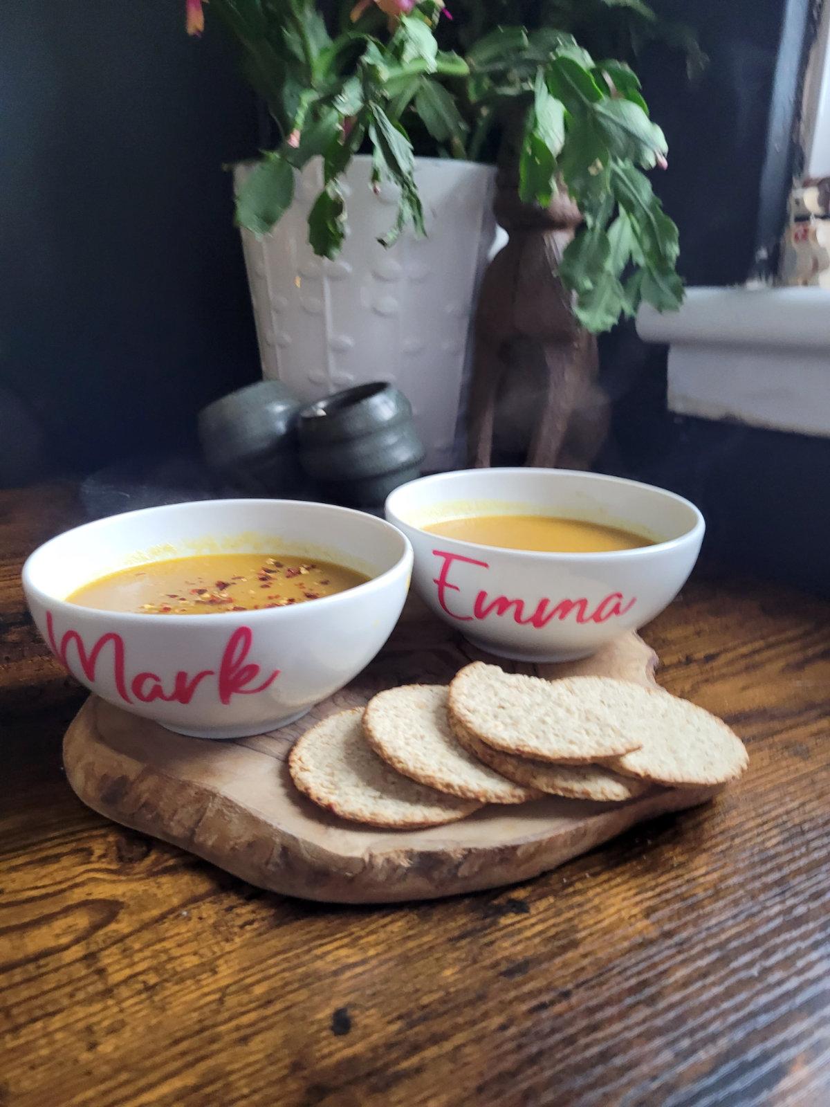 soup and oatcakes far image
