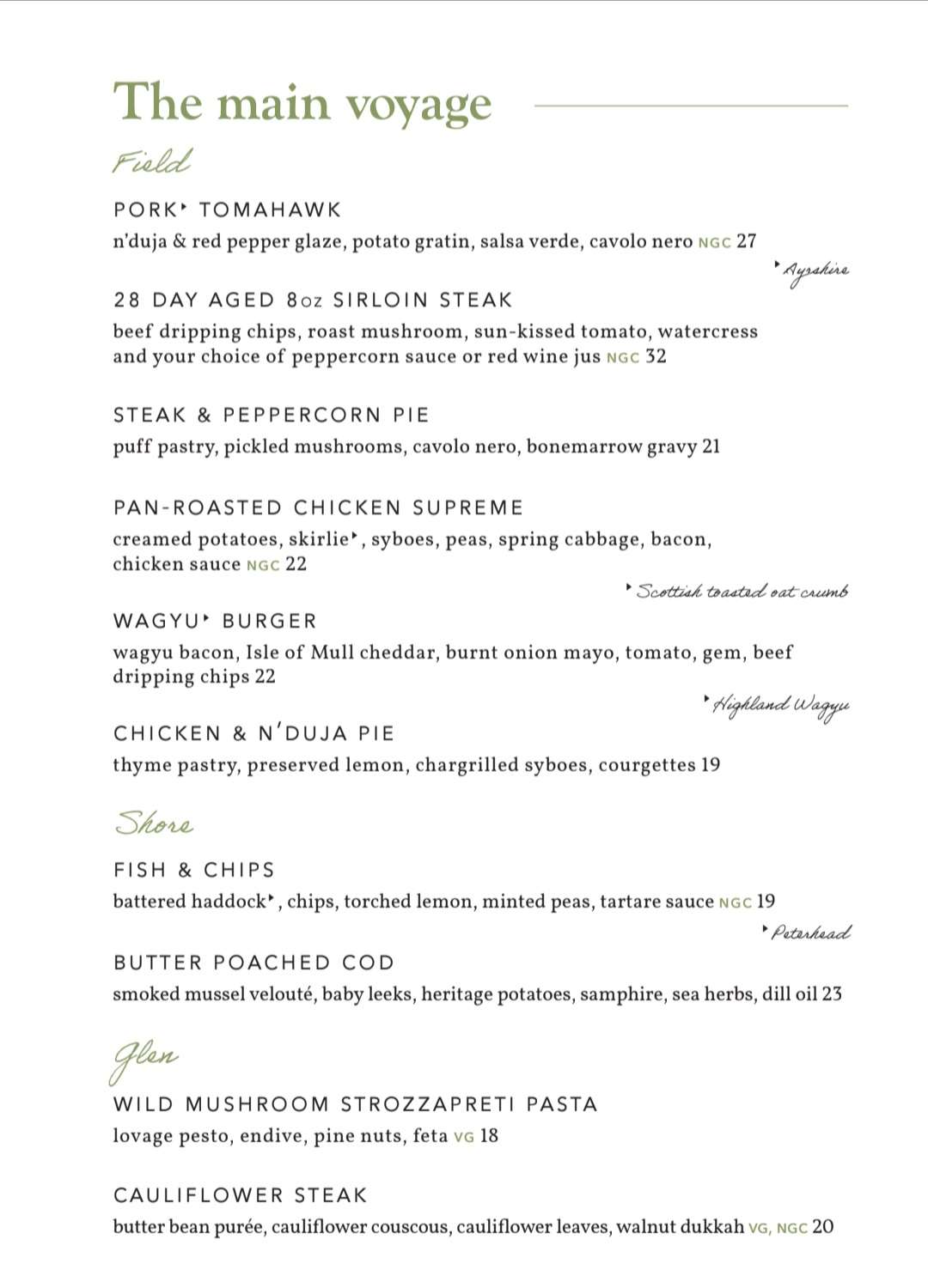 Badger & Co Edinburgh Main Menu