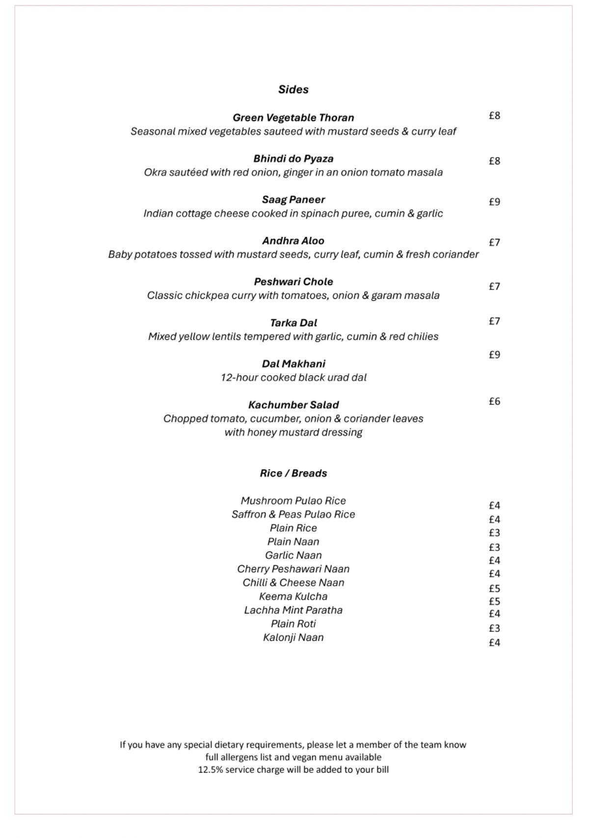 the mint room bath menu