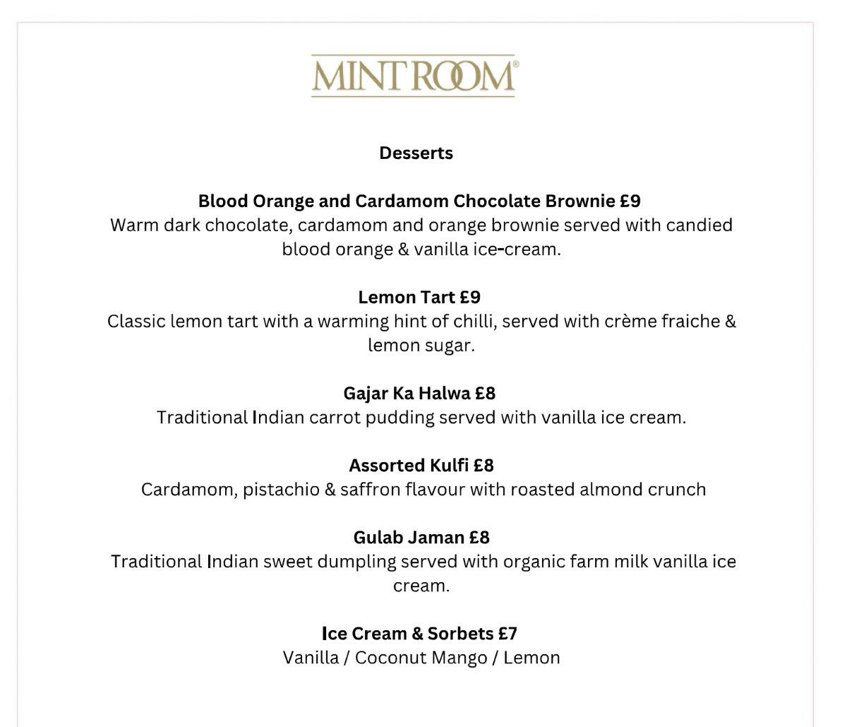 the mint room bath dessert menu