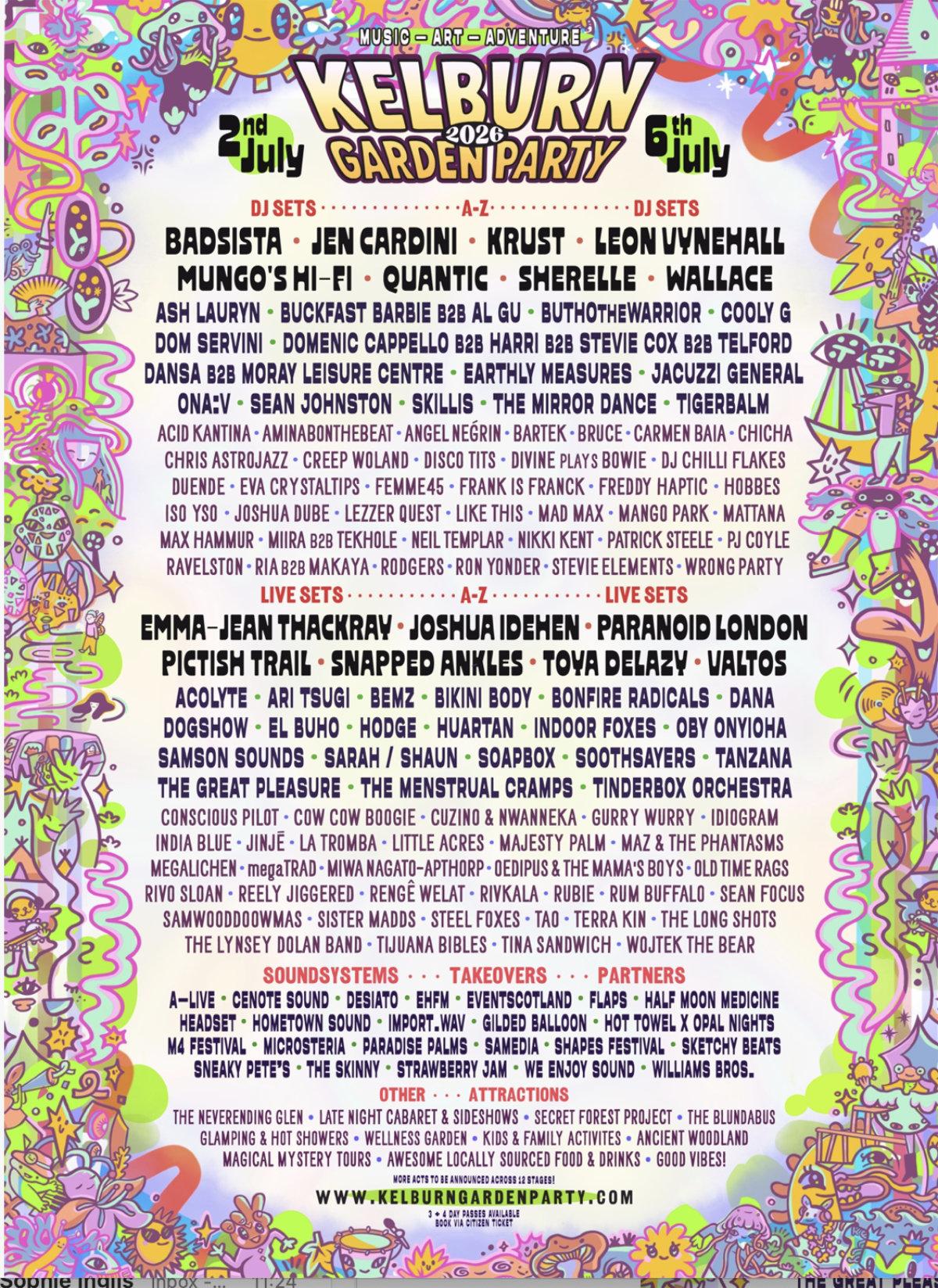 Kelburn Garden Party Returns  Find out who will be playing