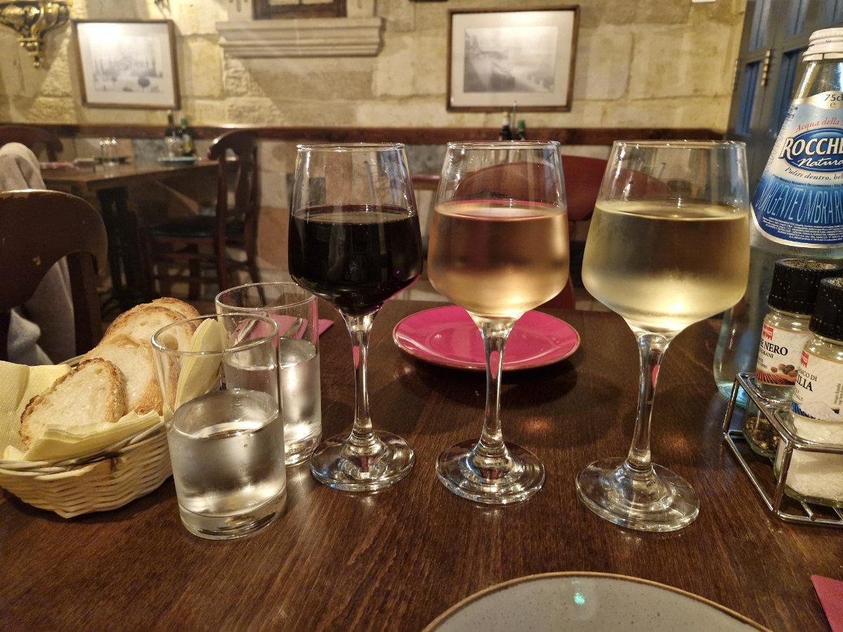 Traditional Maltese wines served at Il Merilll restaurant in Sliema Malta