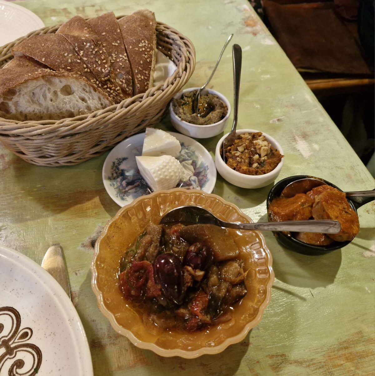 Maltese tapas including ġbejna cheese and local sausage