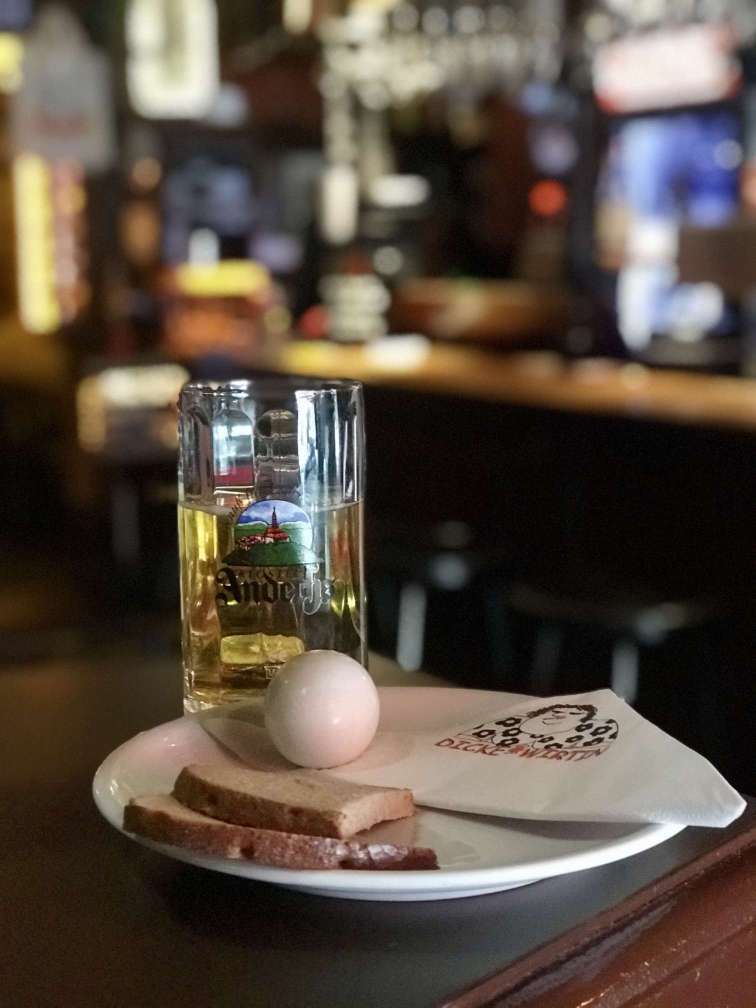 German pickled egg Solei at Dicke Wirtin Berlin