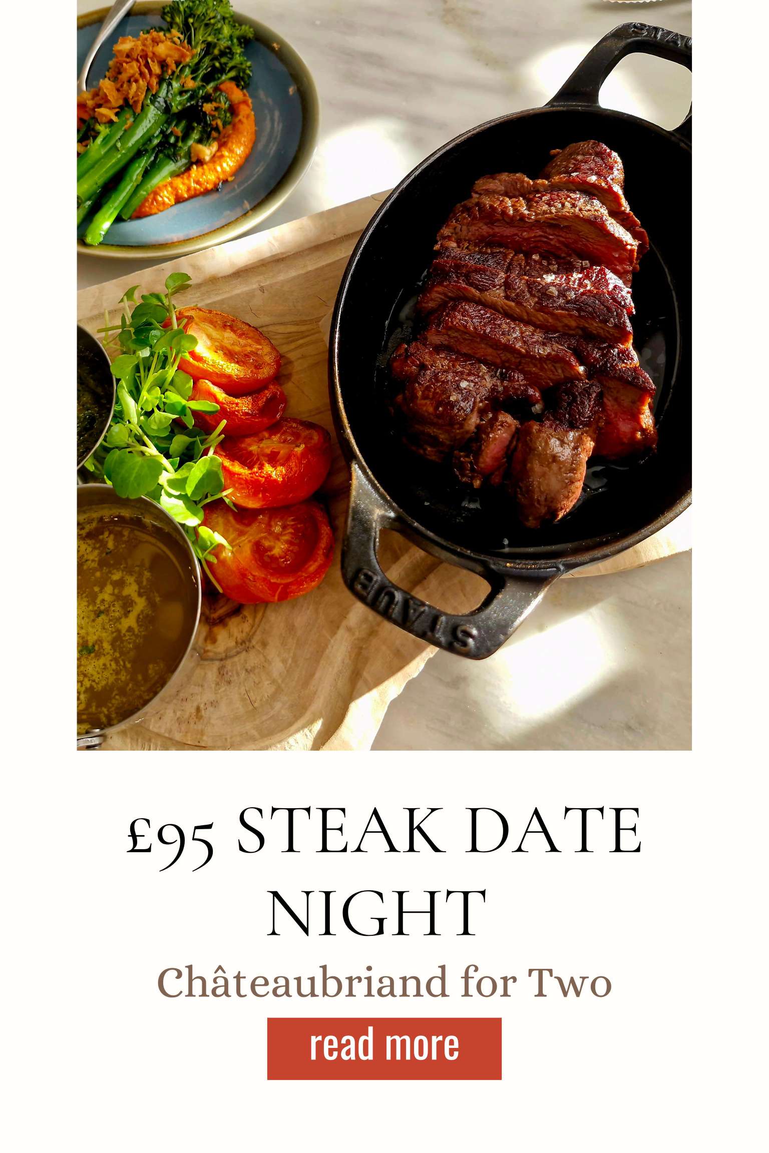 Châteaubriand steak for two with wine at iasg restaurant in Kimpton Blythswood Square Glasgow.