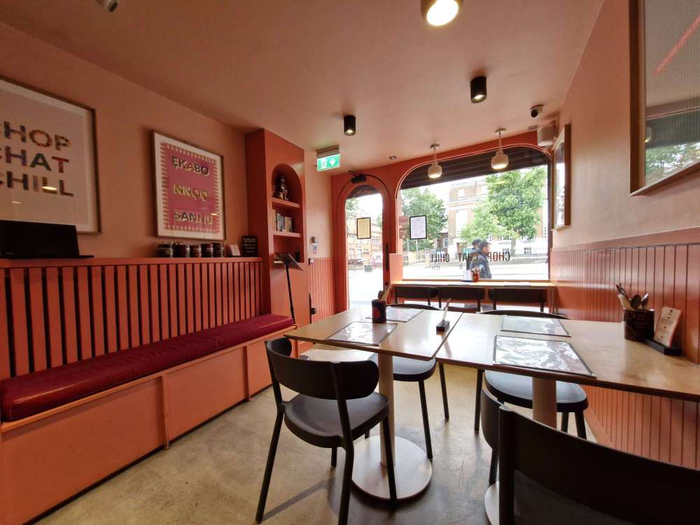 Dining inside Chuku’s Nigerian restaurant in Tottenham London