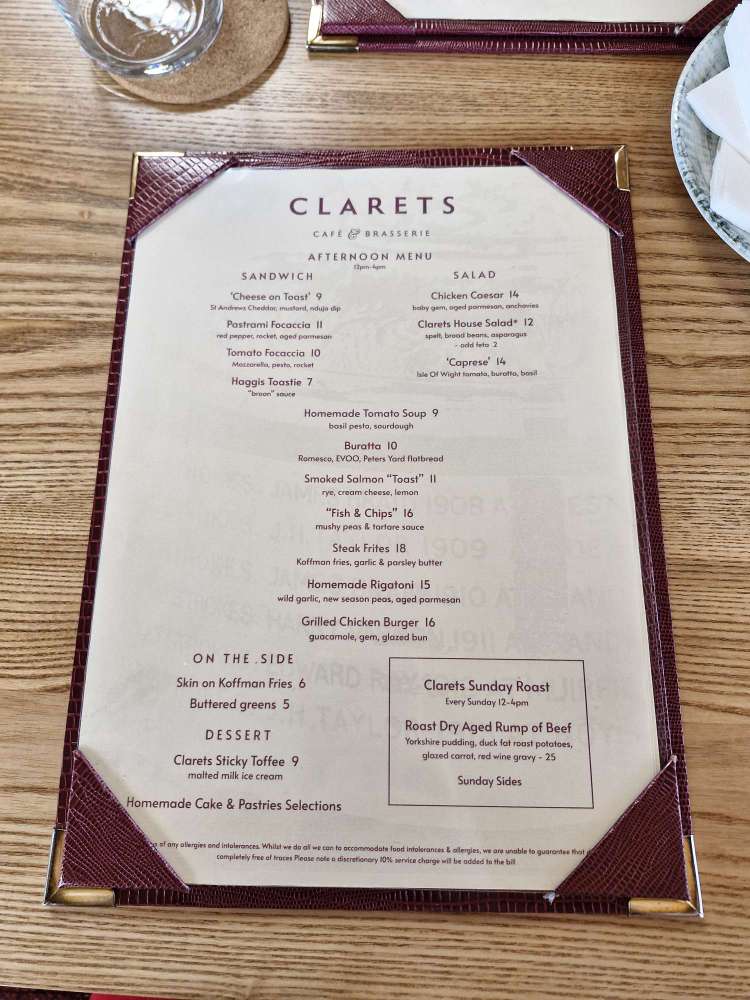 Sunday Roast at Clarets St Andrews With Old Course Views