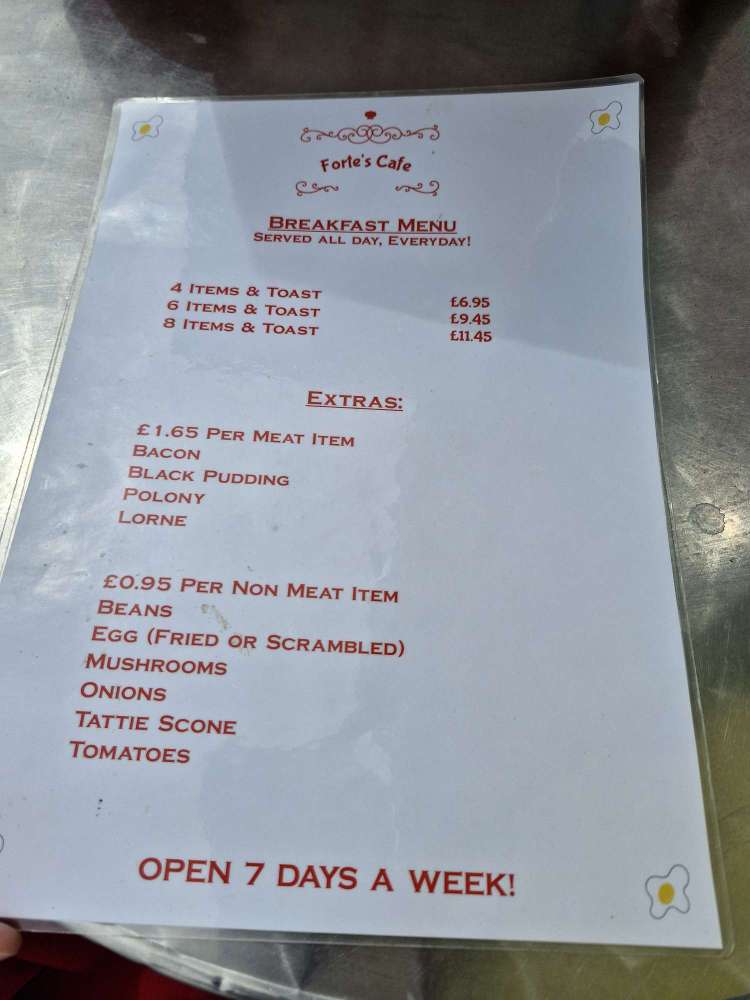 menu Forte Café Dundee Review: Fried Breakfast and Ice Cream Floats