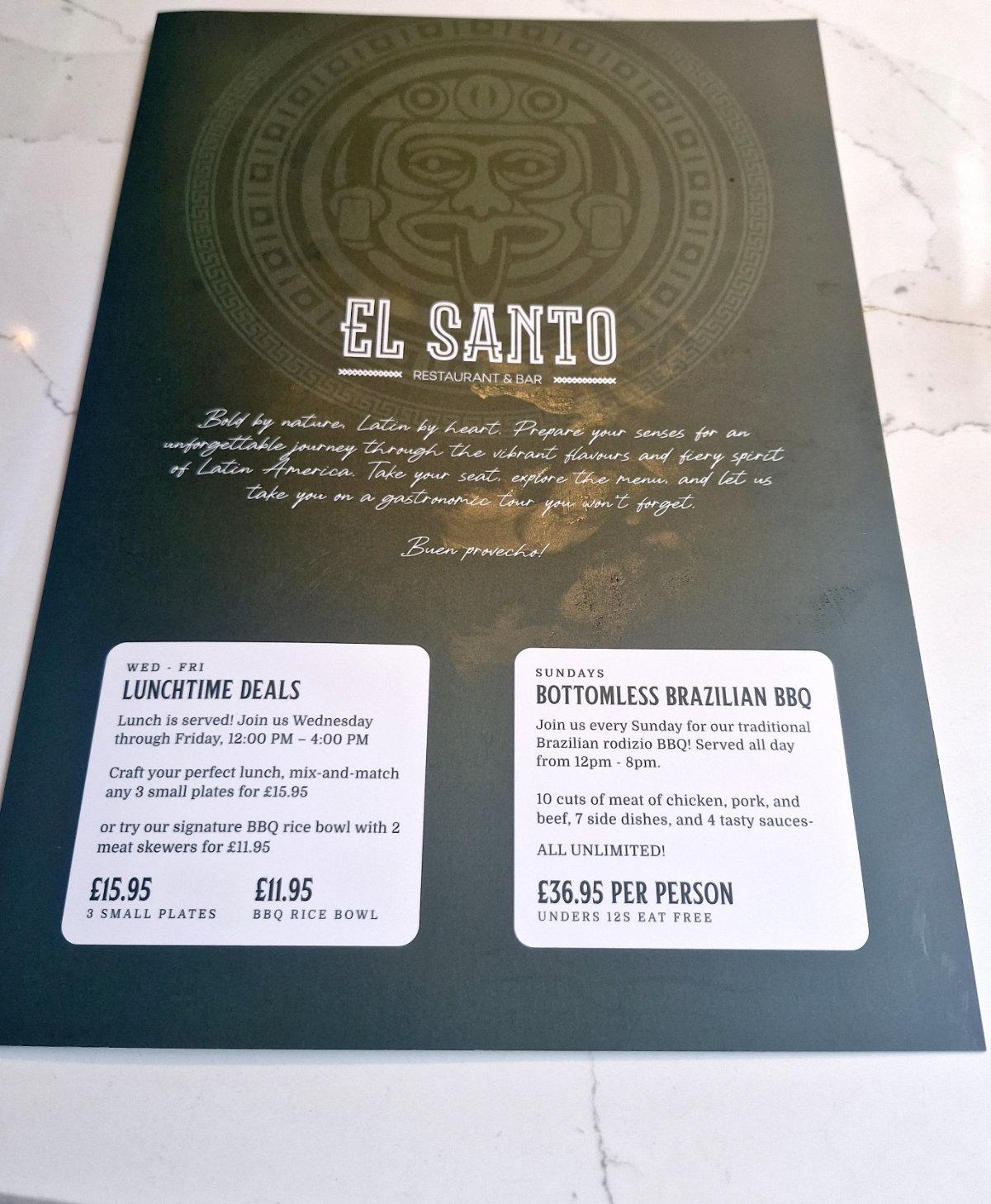 menu at el santo glasgow