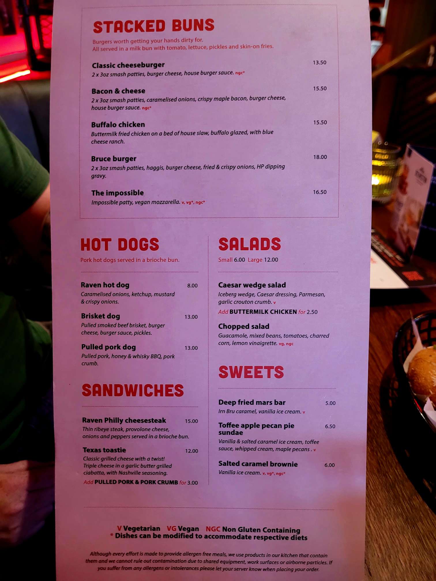 menu The Raven Glasgow Review: New Refurbishment Ready for World Cup 2026