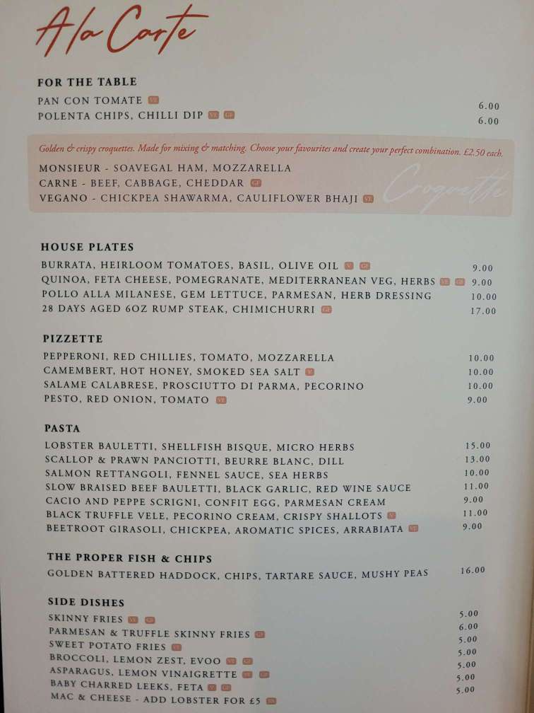 Santé Restaurant Helensburgh Review menu
