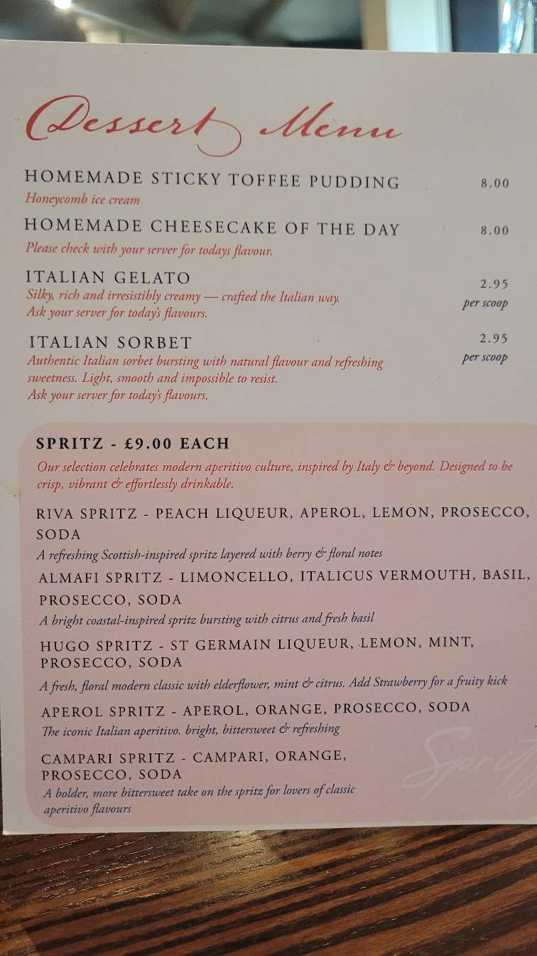 Santé Restaurant Helensburgh Review menu drinks menu