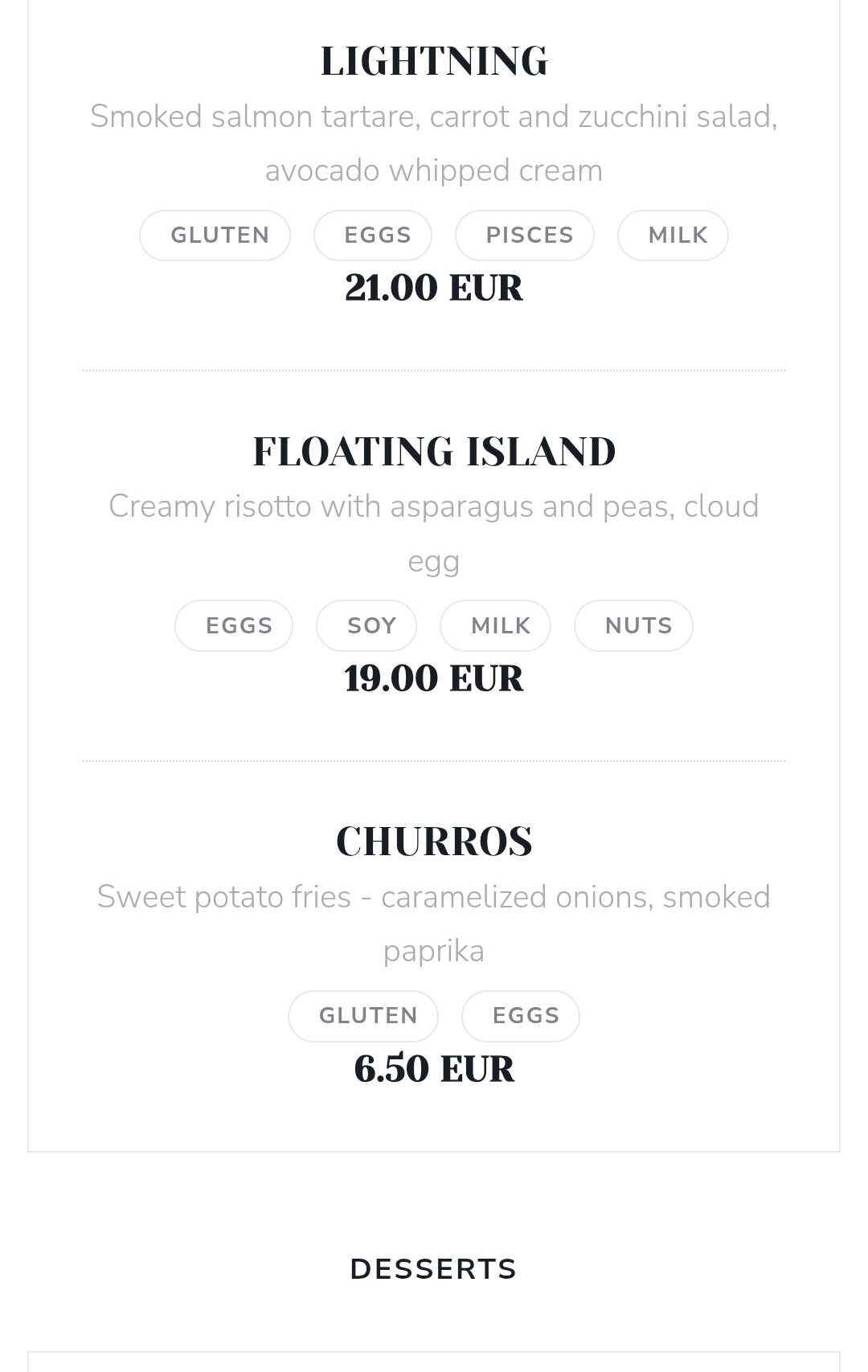 menu Privé de Dessert Paris Review | Unique Paris Restaurant