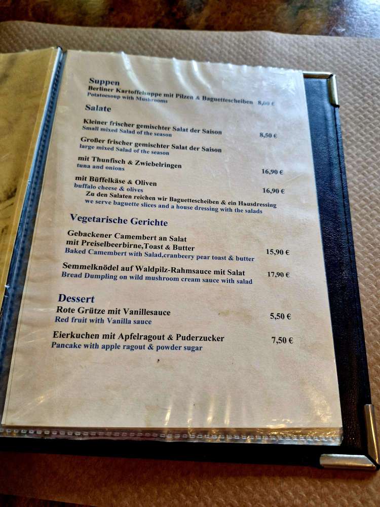 food menu at Restaurant Berlinchen Berlin