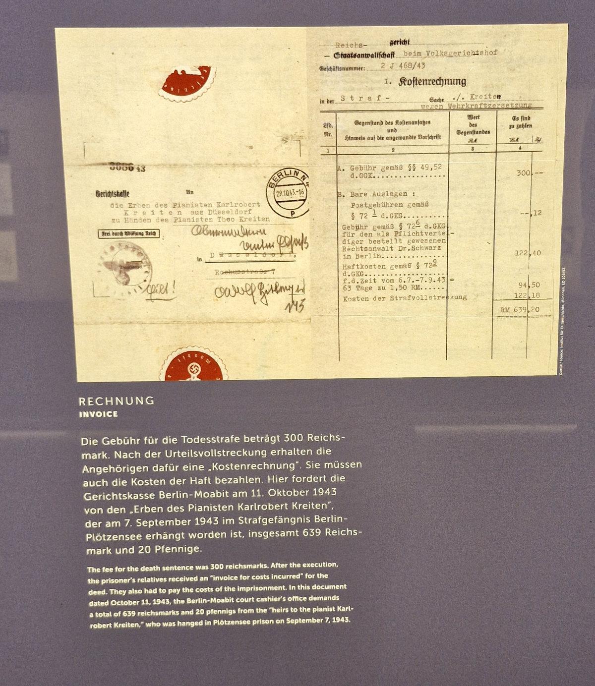 Gedenkstätte Plötzensee invoice