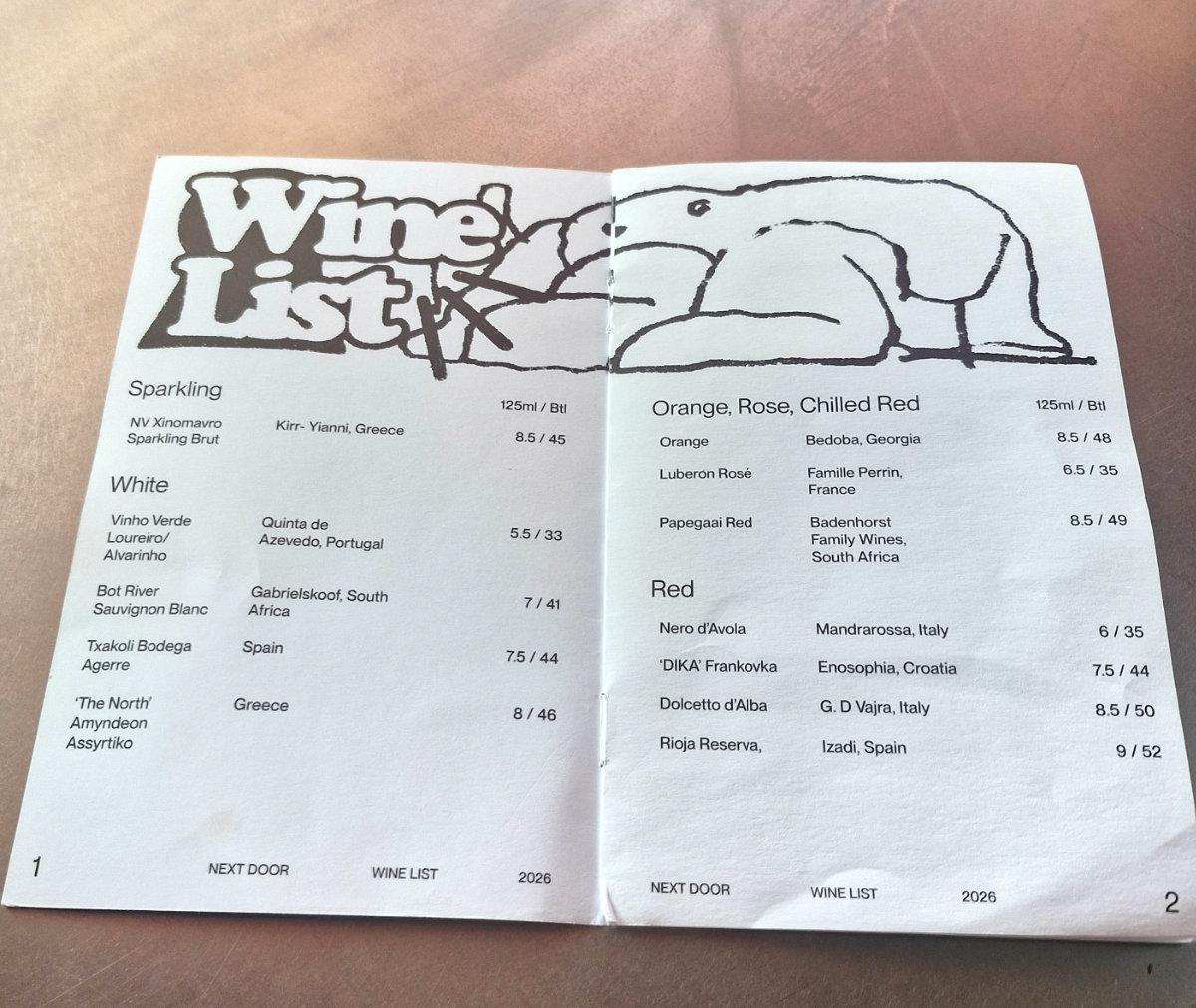 Next Door Glasgow Southside Cocktail Bar Wine Menu