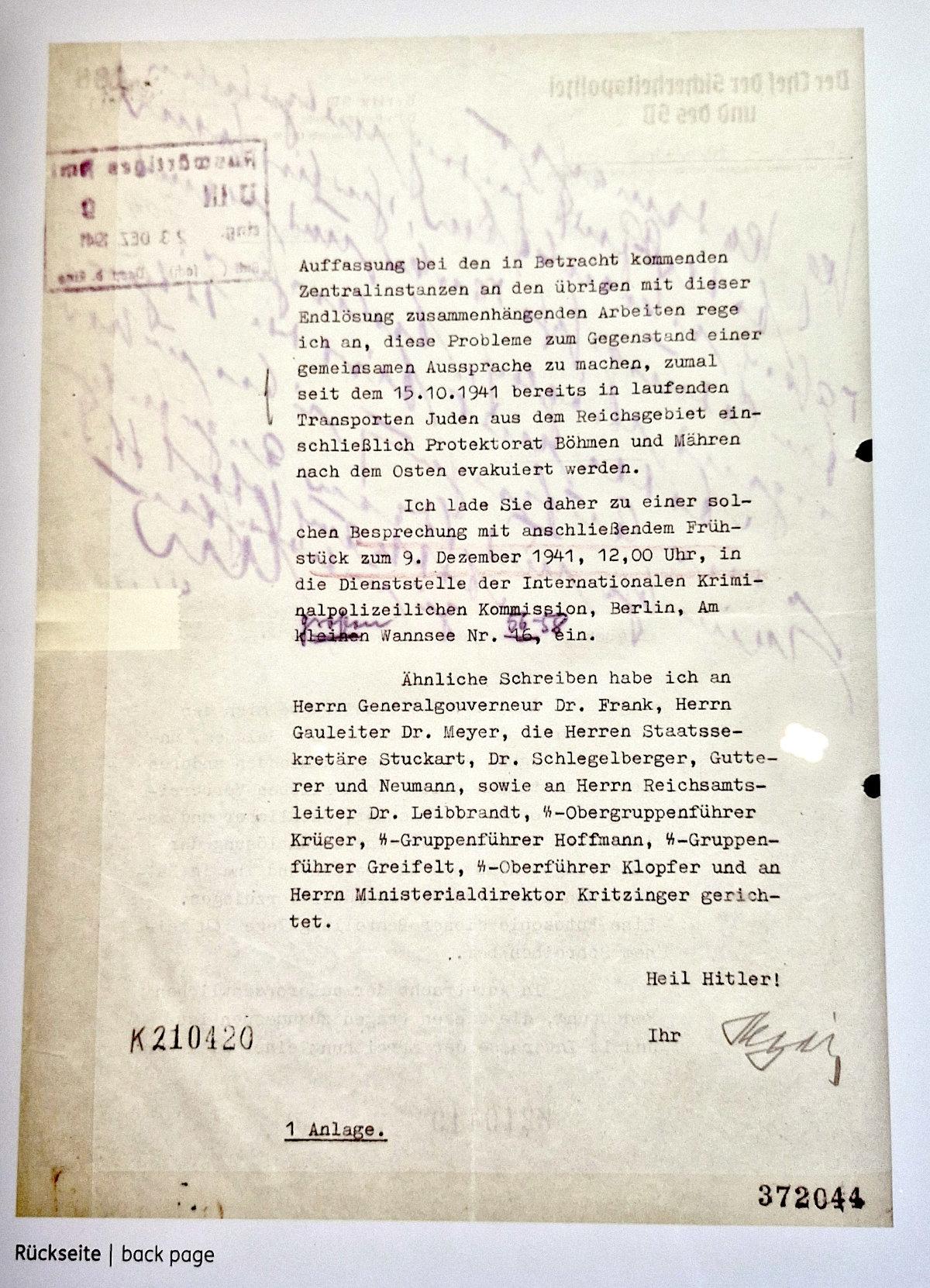 original invitation for Wannsee conference 1
