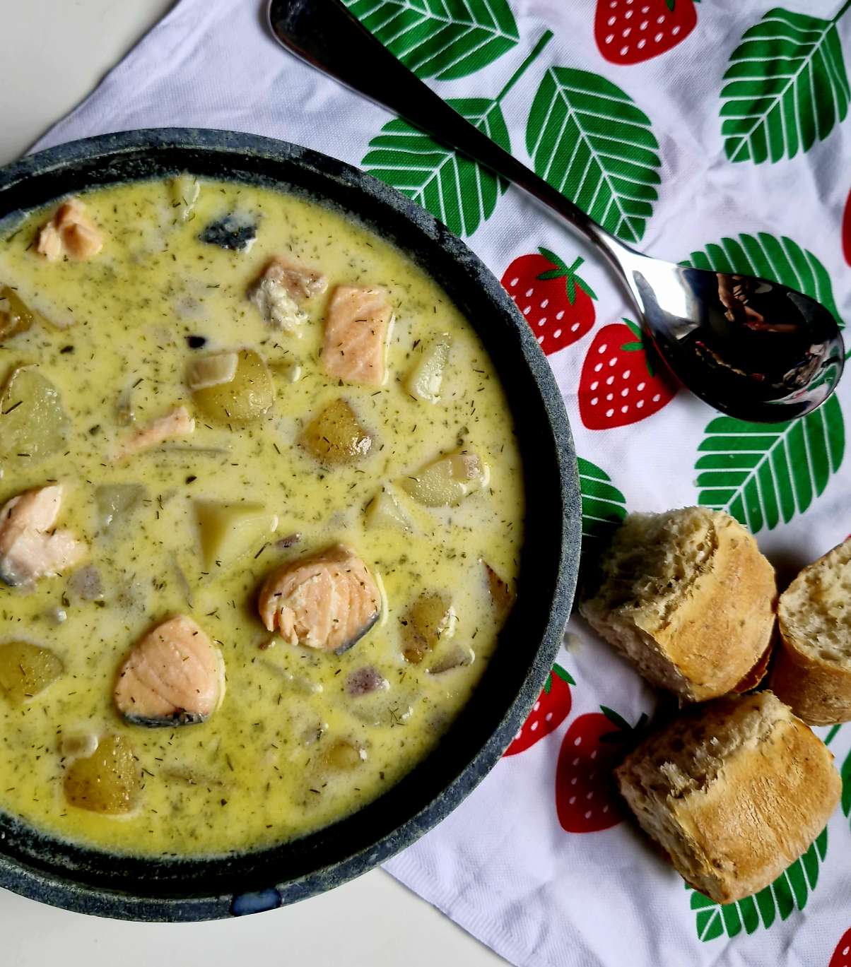 Emma's version of Finnish Salmon Soup Recipe (Lohikeitto)