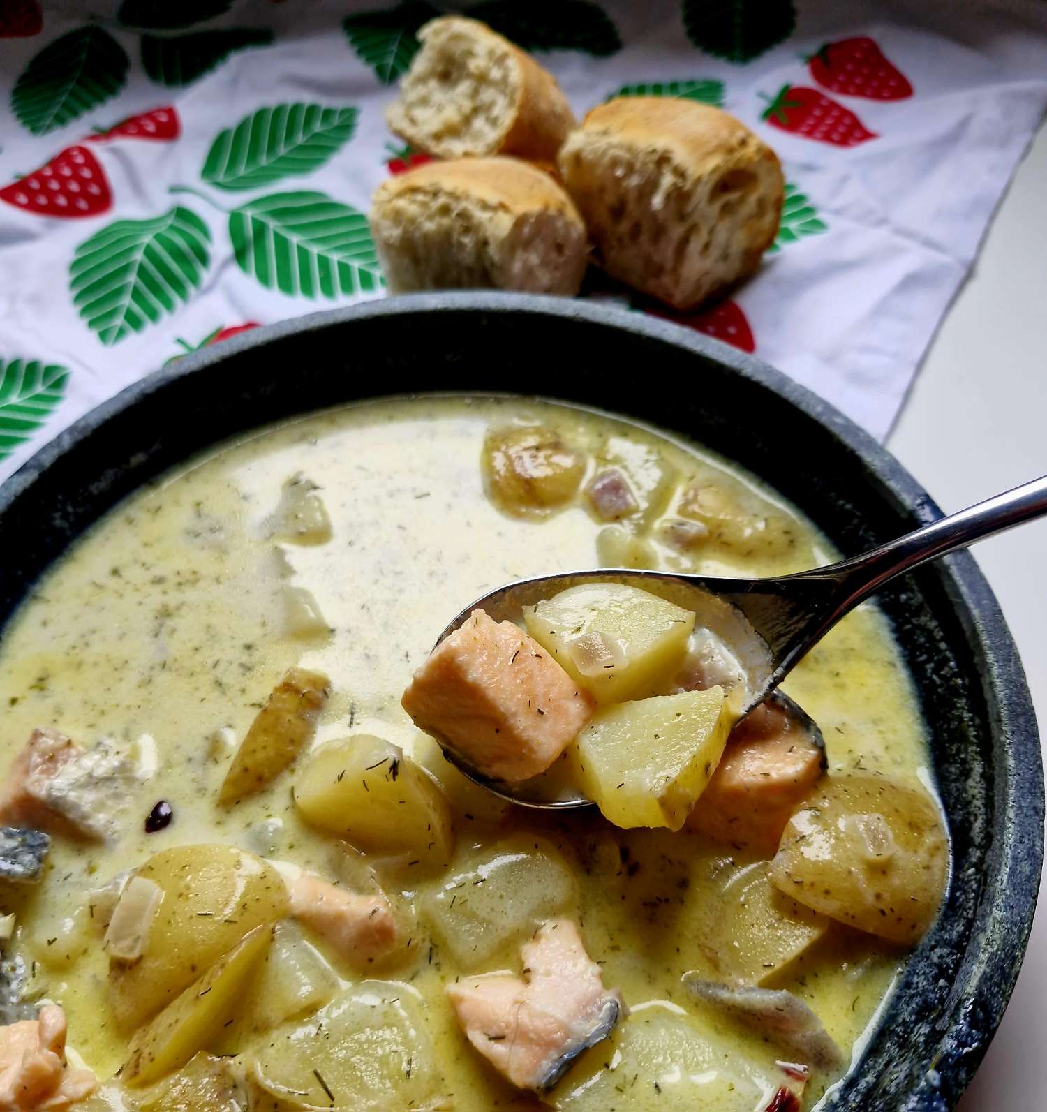 Emma's version of Finnish Salmon Soup Recipe (Lohikeitto)