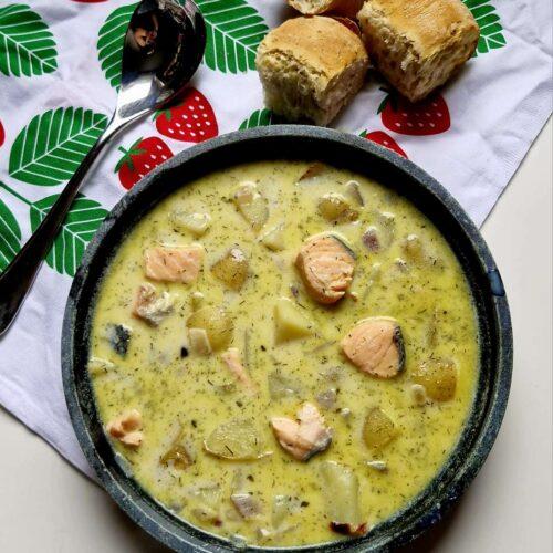 Emma's version of Finnish Salmon Soup Recipe (Lohikeitto)