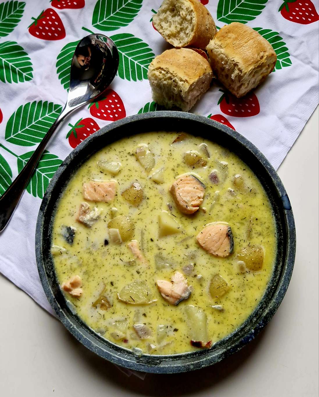 Emma's version of Finnish Salmon Soup Recipe (Lohikeitto)