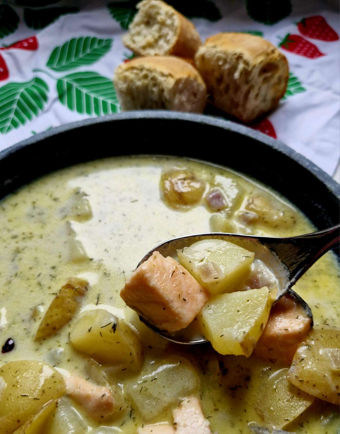 Emma's version of Finnish Salmon Soup Recipe (Lohikeitto)