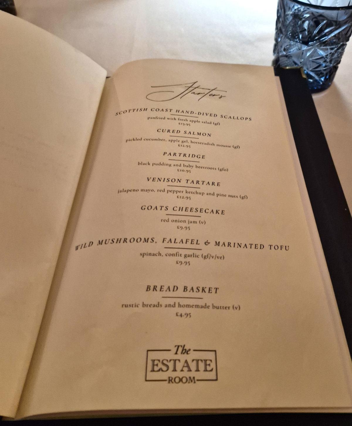 Dinner in The Estate Room at Loch Rannoch Hotel