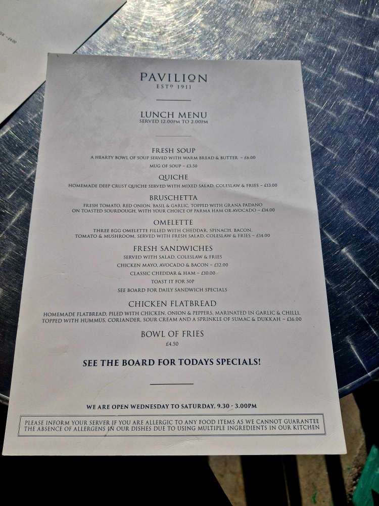 Pavilion Montrose Review: Coffee & Cake menu