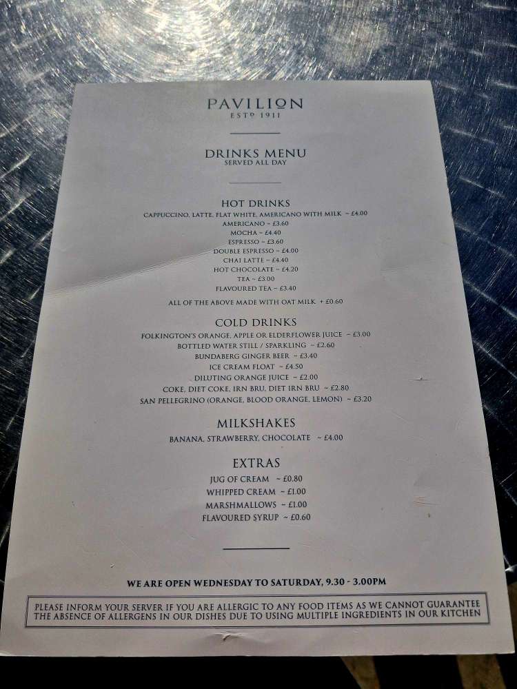 Pavilion Montrose Review: Coffee & Cake menu